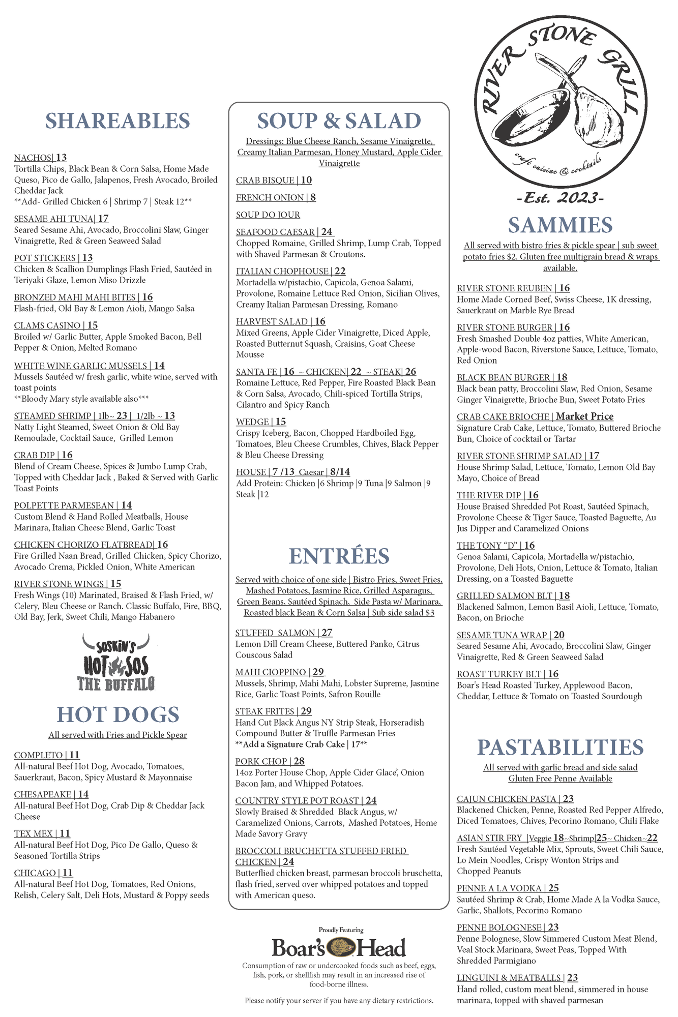 Menu Modern American Perry Hall, MD